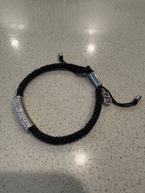 Nw/oT Michael Kors Black Braided Pave Bracelet